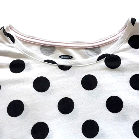 Old Navy Sz XXL 16 Y2K Softest Tee White Black Polka Dot Stretchy High Low Top - Picture 4 of 8